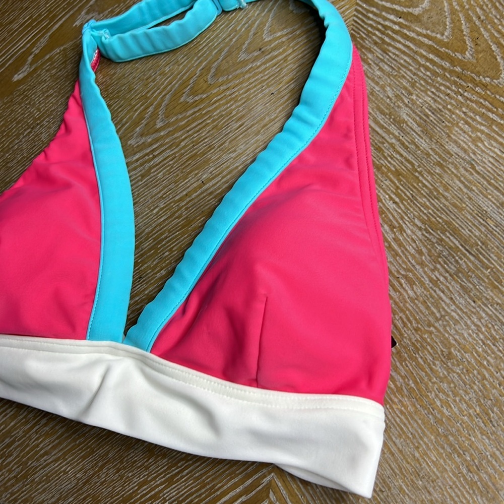 BE CREATIVE SWIM Pink Triangle Swim Bikini Top M - Picture 3 of 7